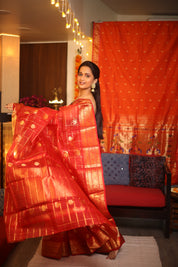 Red Chanderi Silk Saree-SRRCSS200