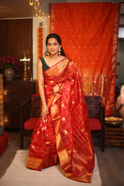 Red Chanderi Silk Saree-SRRCSS200