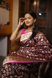 Brown Banarasi Silk Saree - SRBBSS238