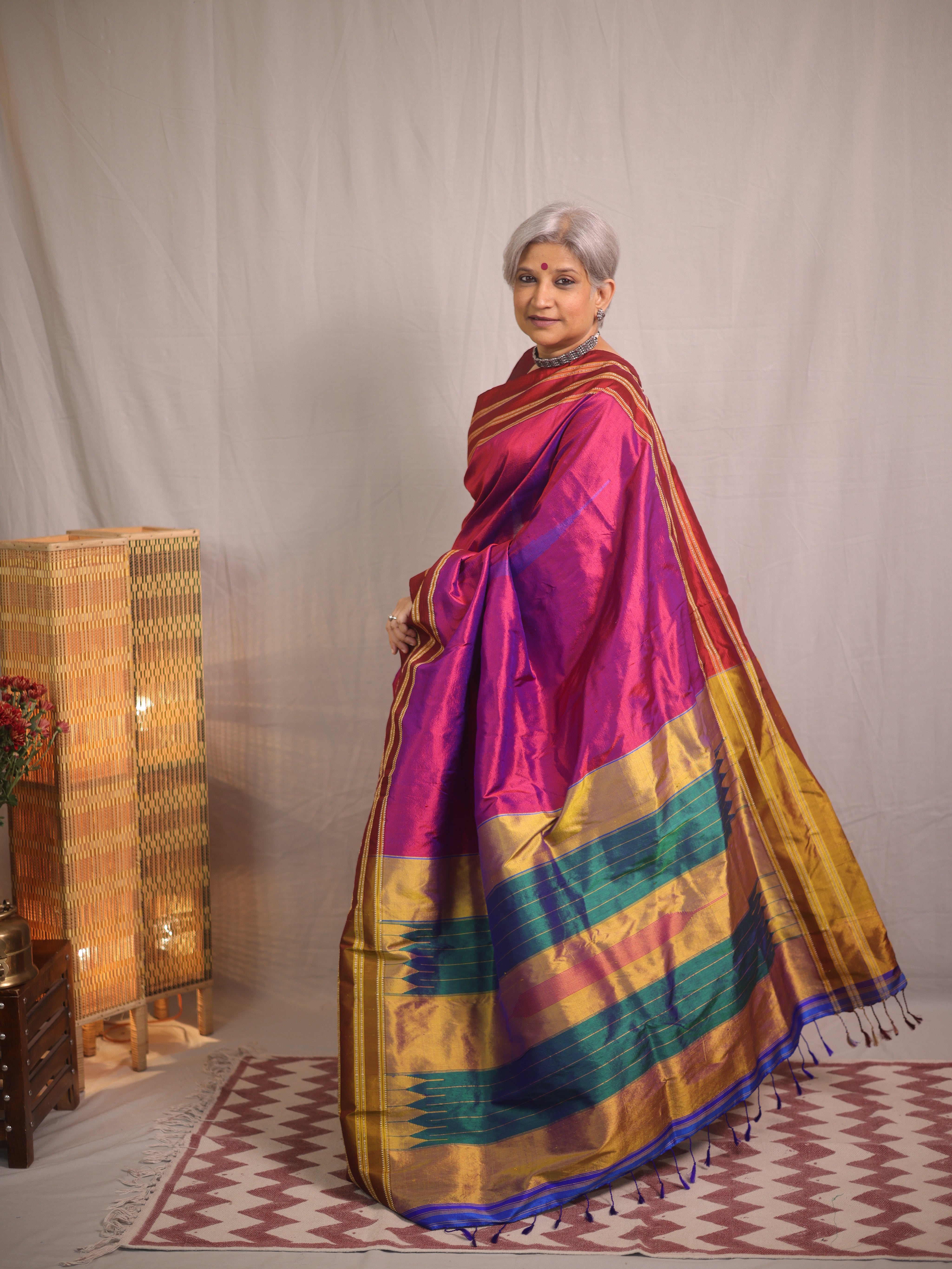 Rich Purple Silk Ilkal (Reversible) Saree  - SRRPSIRS180