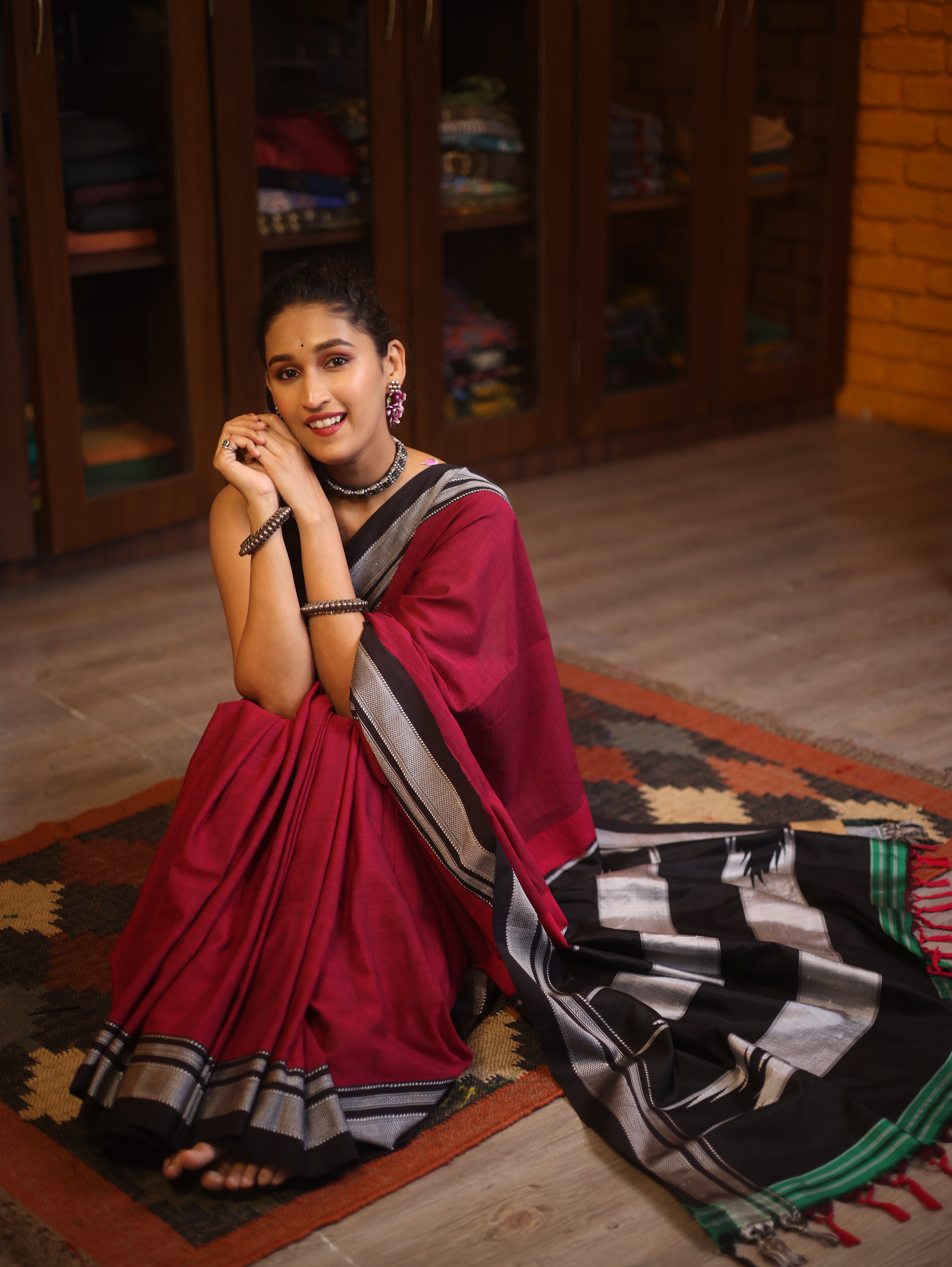 Pink Cotton Ilkal Saree - SRPCIS570