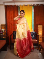 Cream Soft Silk Saree - SRCSSS459