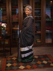 Black Cotton Ilkal Saree  - SRBCIS590