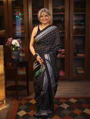 Black Cotton Ilkal Saree  - SRBCIS590