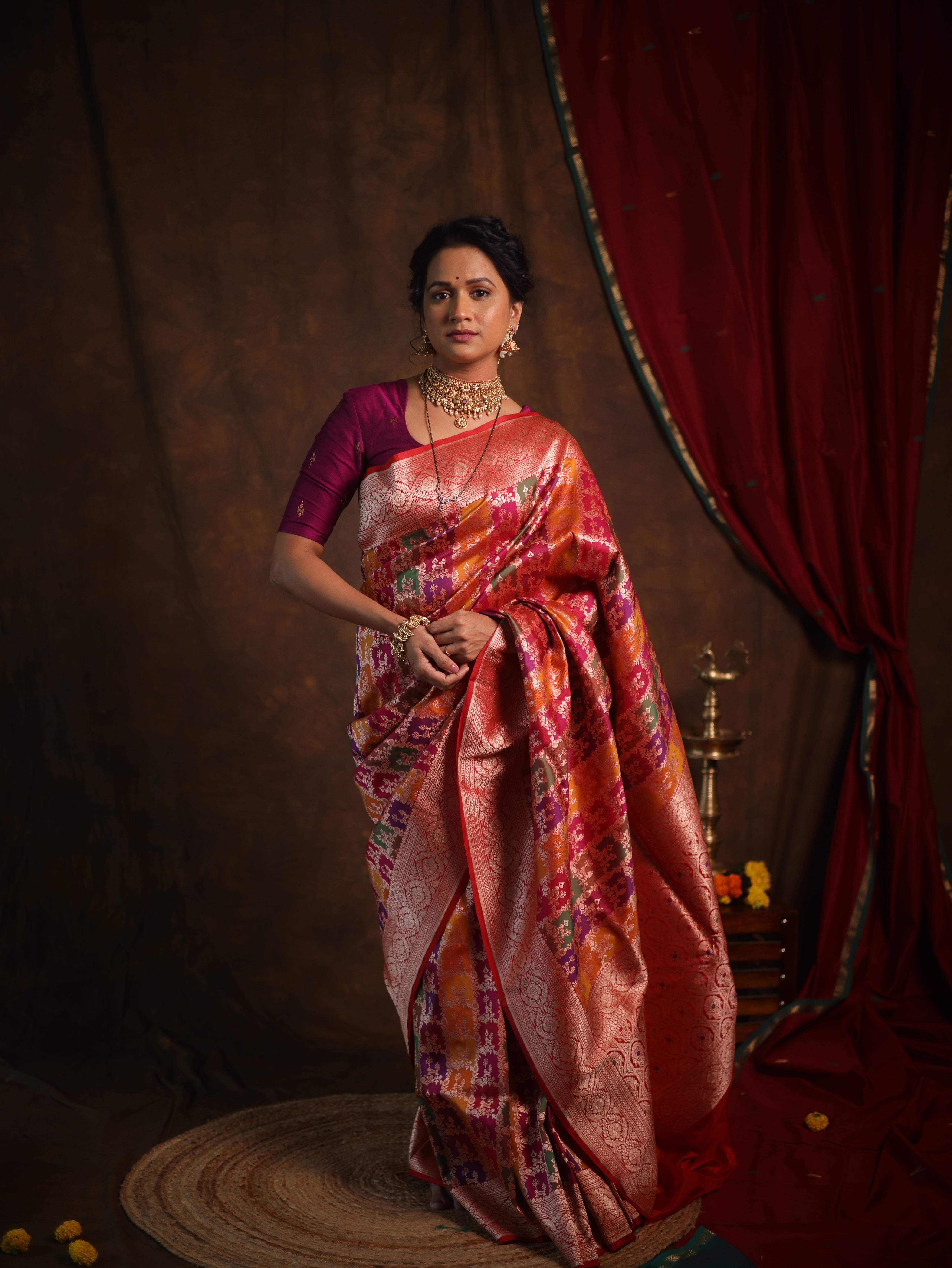 Multicolor Banarasi Silk Saree - Saavari - SSMBSS53