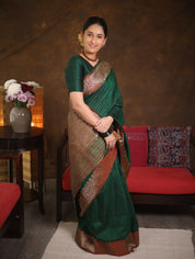 Grass Green Tussar Banarasi Silk Saree - SRGGBSS830