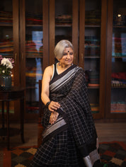 Black Cotton Ilkal Saree  - SRBCIS590