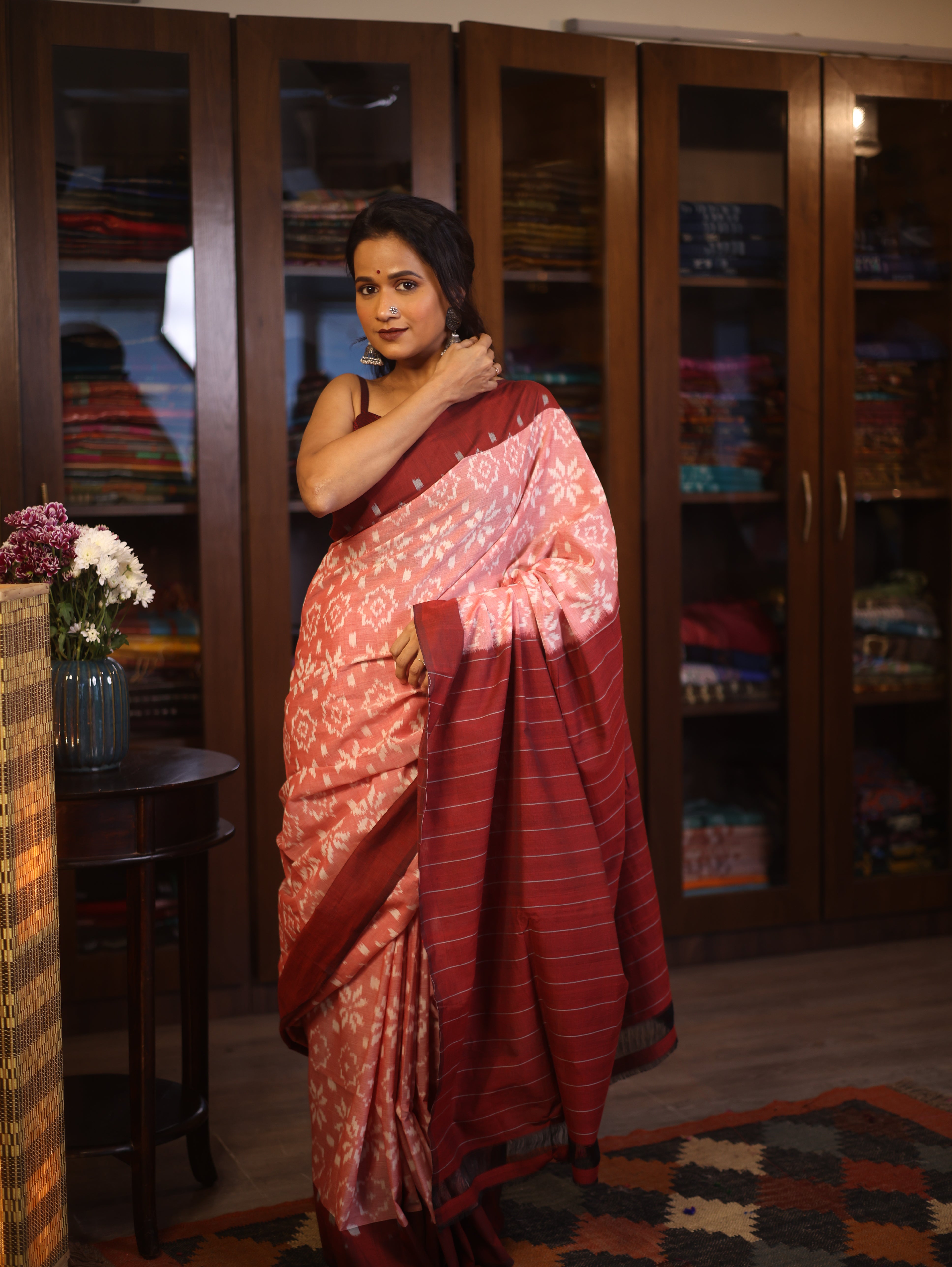 Red Pochampalli Cotton Ikat Saree - SRRPCIS449