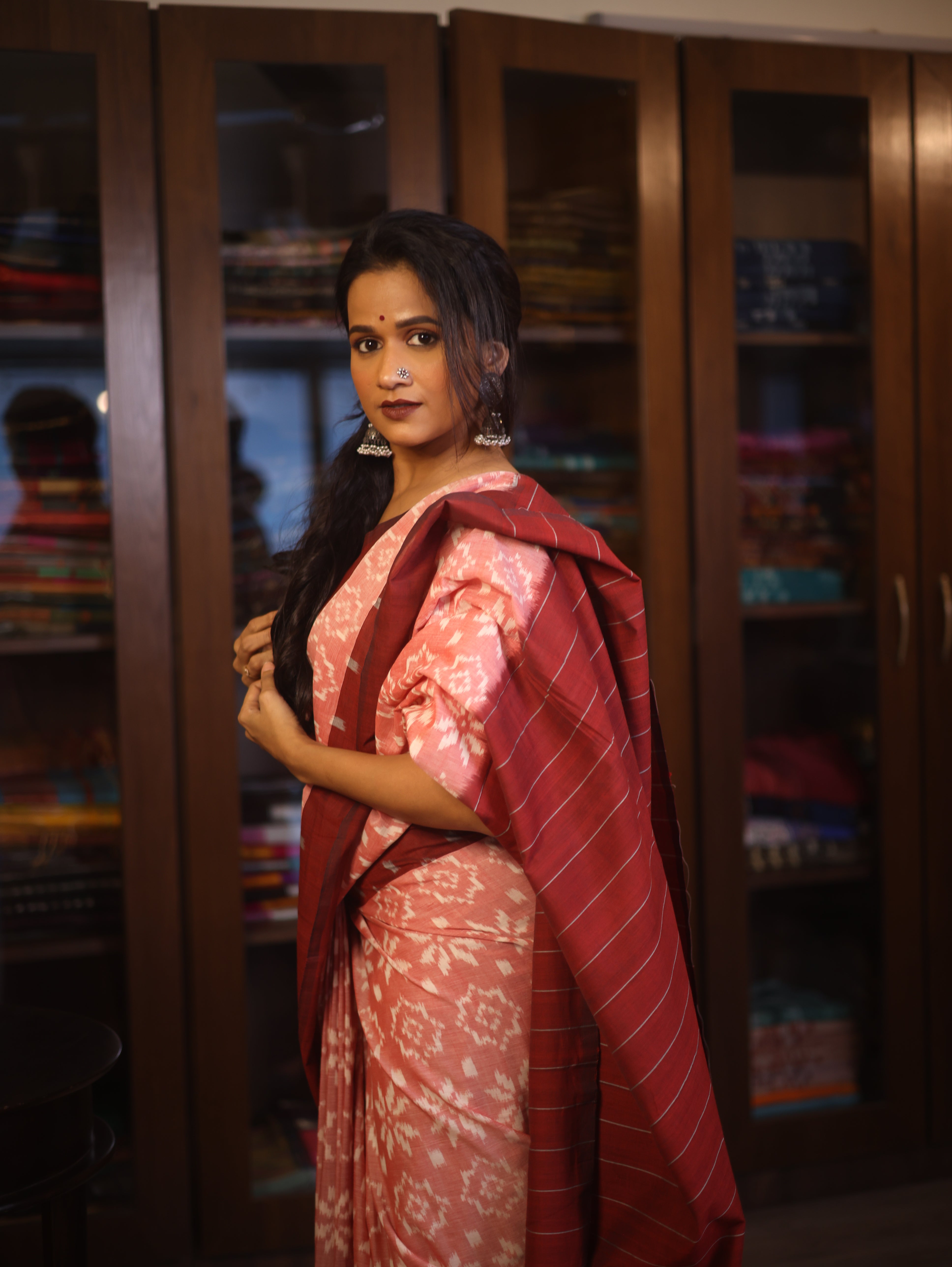 Red Pochampalli Cotton Ikat Saree - SRRPCIS449