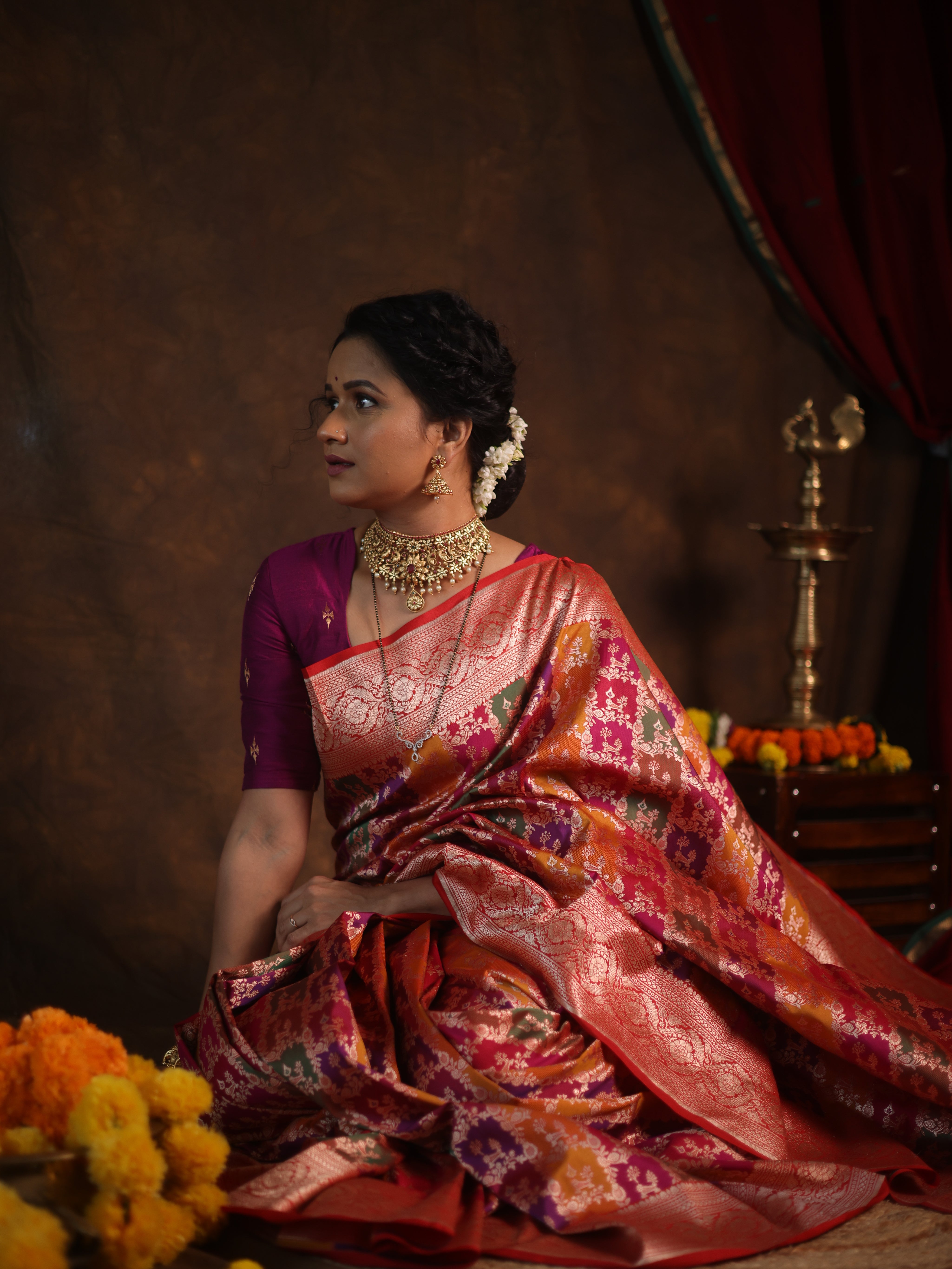 Multicolor Banarasi Silk Saree - Saavari - SSMBSS53