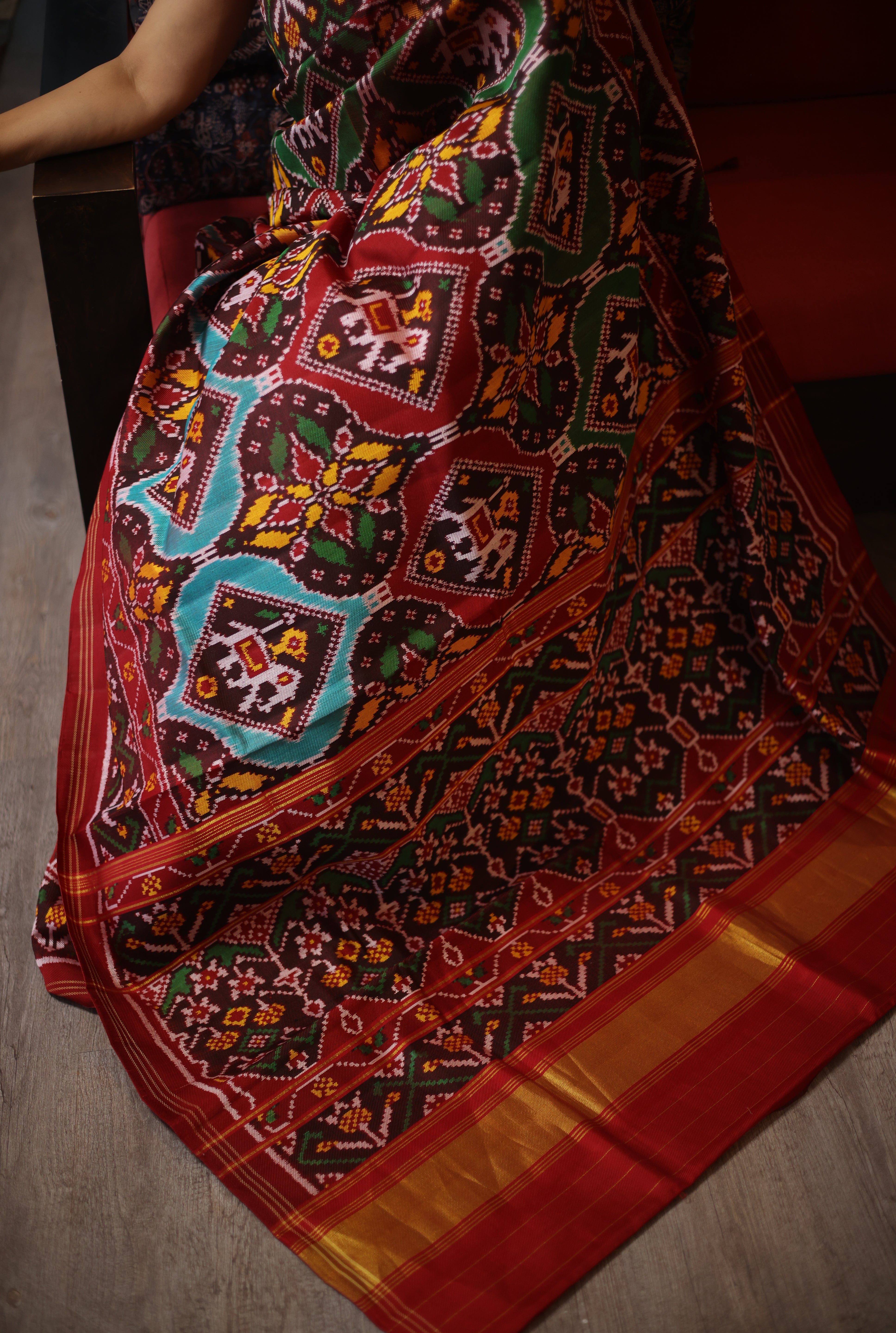 Brown Rajkot Patola Silk Saree-SRBRPSS121