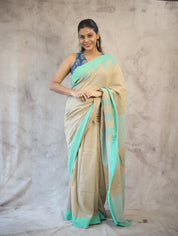 Pastel Brown Cotton Star Jamdani Saree - SRPBSCJS140