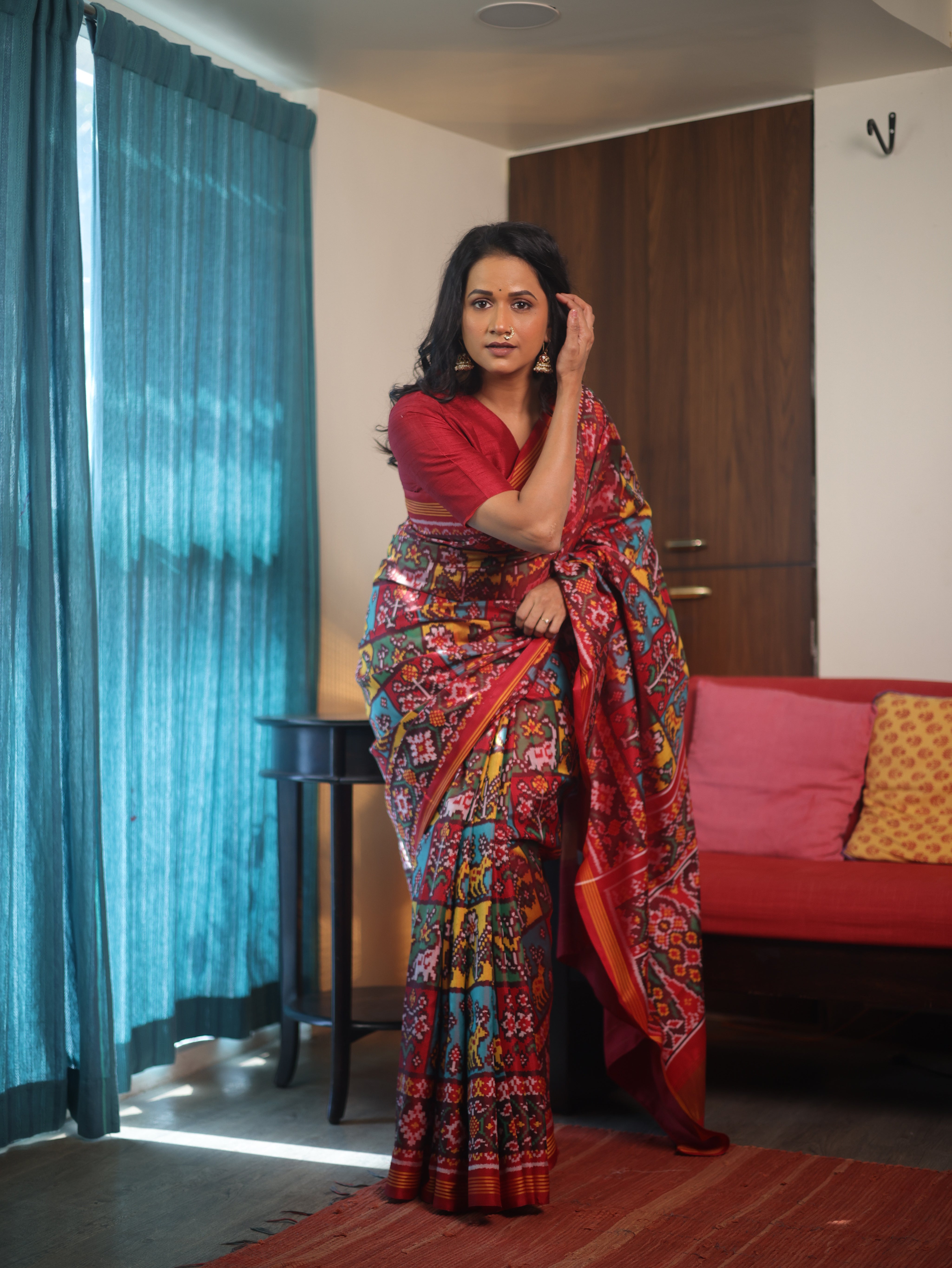 Maroon-Yellow Rajkot Patola Silk Saree - SRMYRPSS541