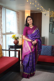 Purple Soft Silk Saree - SRPSSS402