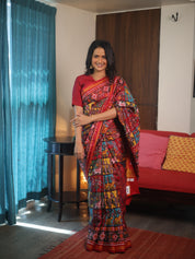 Maroon-Yellow Rajkot Patola Silk Saree - SRMYRPSS541