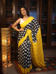 Black Pochampalli Cotton Ikat Saree - SRBPCIS431