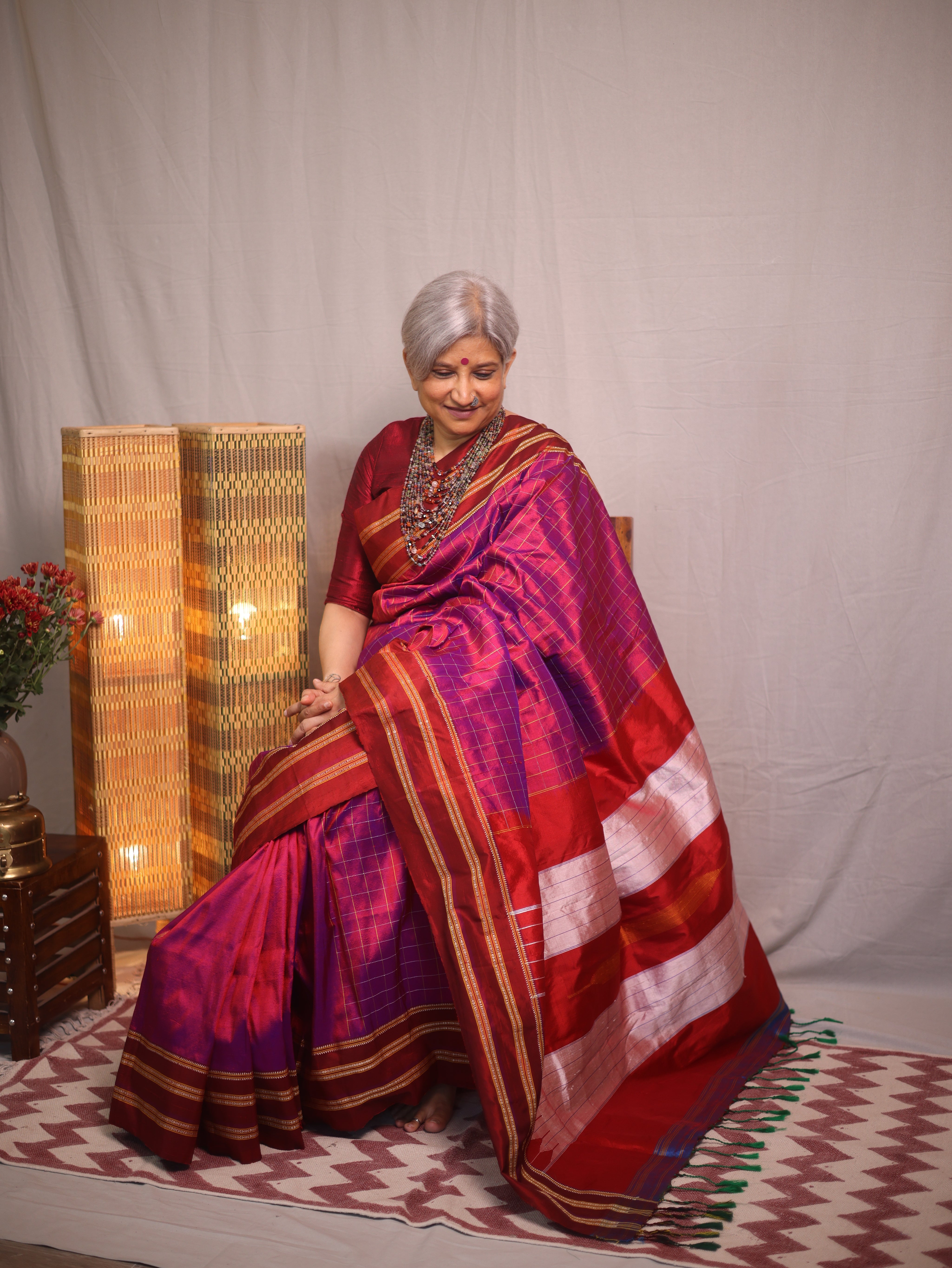 Rich Purple Silk Ilkal (Reversible) Saree  - SRRPSIRS180