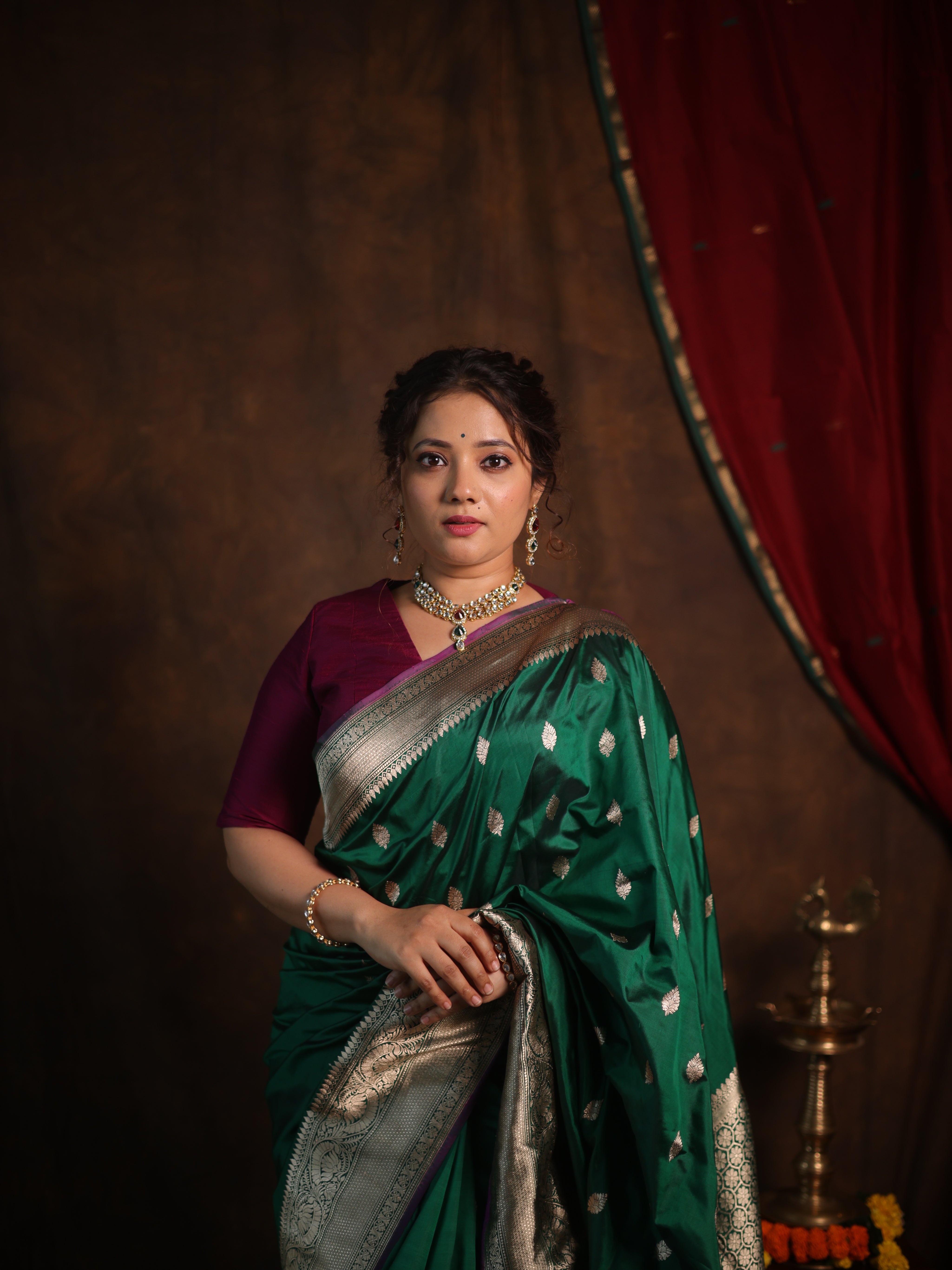 Green Banarasi Silk Saree - SRGBSS901
