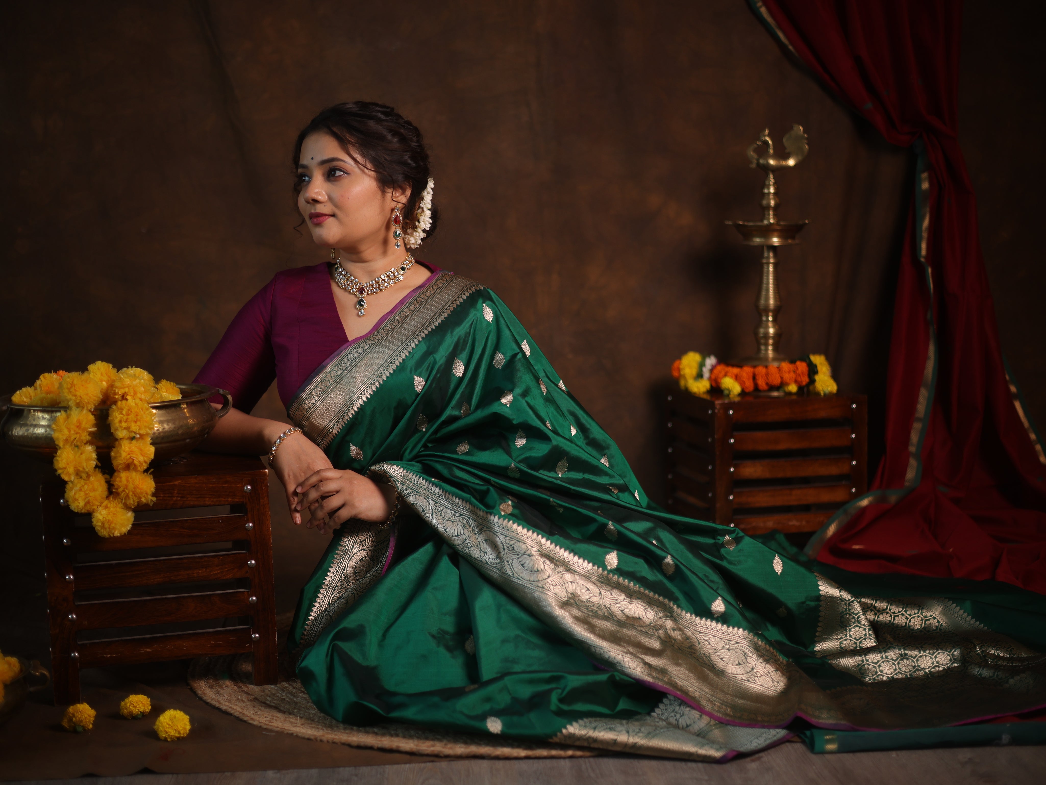 Green Banarasi Silk Saree - SRGBSS901