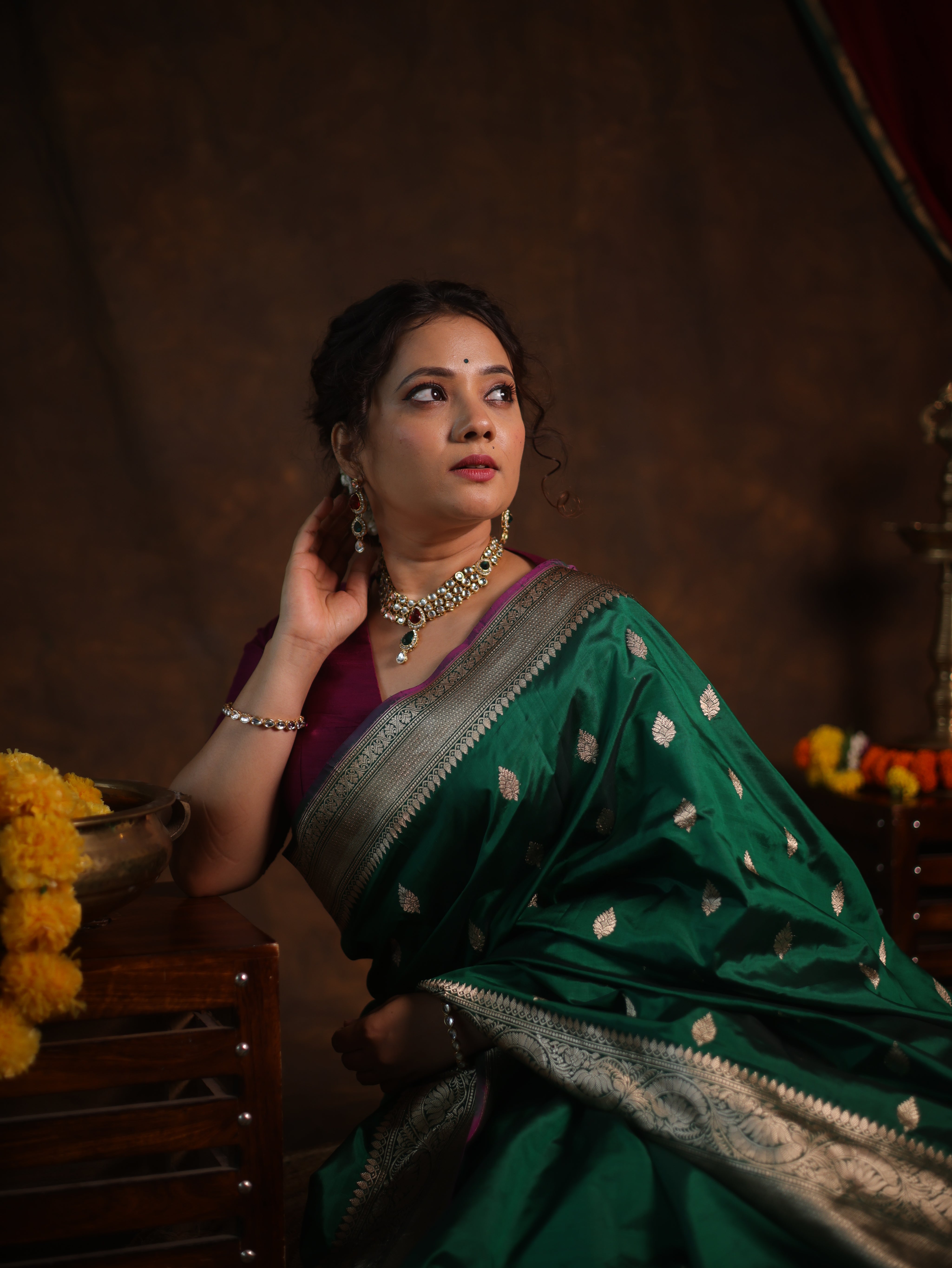 Green Banarasi Silk Saree - SRGBSS901
