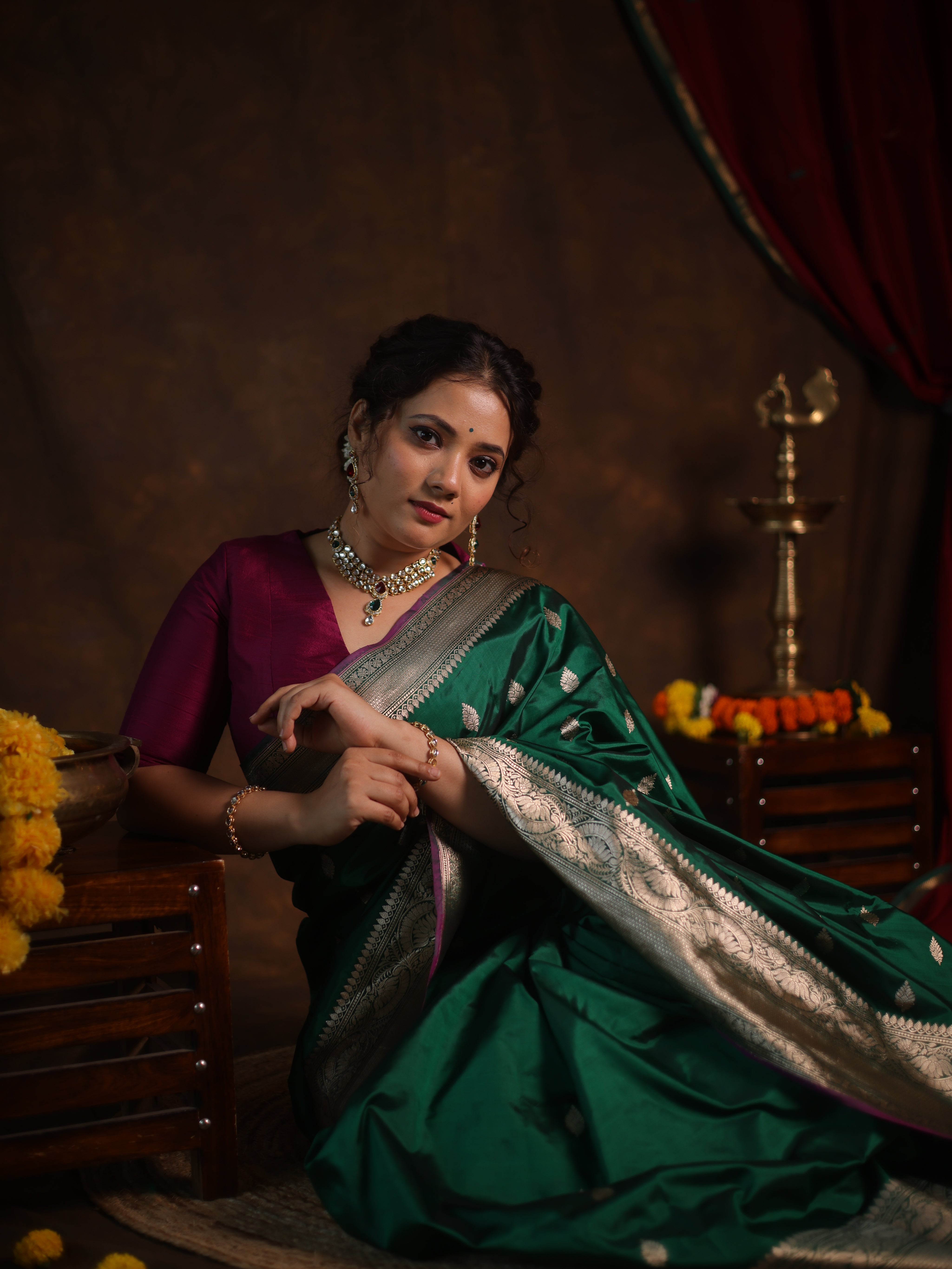 Green Banarasi Silk Saree - SRGBSS901