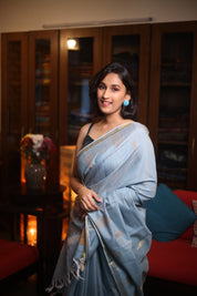 Pastel Blue Raw Silk Saree - SRPBRSS711