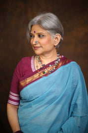 Sky Blue Cotton Mangalgiri Saree - SRSBCMS39