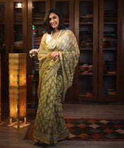 Green HBP Kota Doria Saree - SRGKDS153