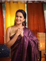 Wine Raw Silk Saree - SRWRSS1031