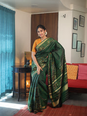 Bottle Green Rajkot Patola Silk Saree - SRBGRPSS523