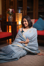 Pastel Blue Raw Silk Saree - SRPBRSS711