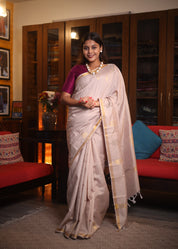 Beige Raw Silk Saree - SRBRSS719