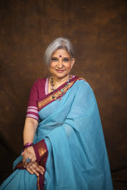 Sky Blue Cotton Mangalgiri Saree - SRSBCMS39