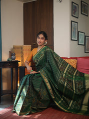 Bottle Green Rajkot Patola Silk Saree - SRBGRPSS523