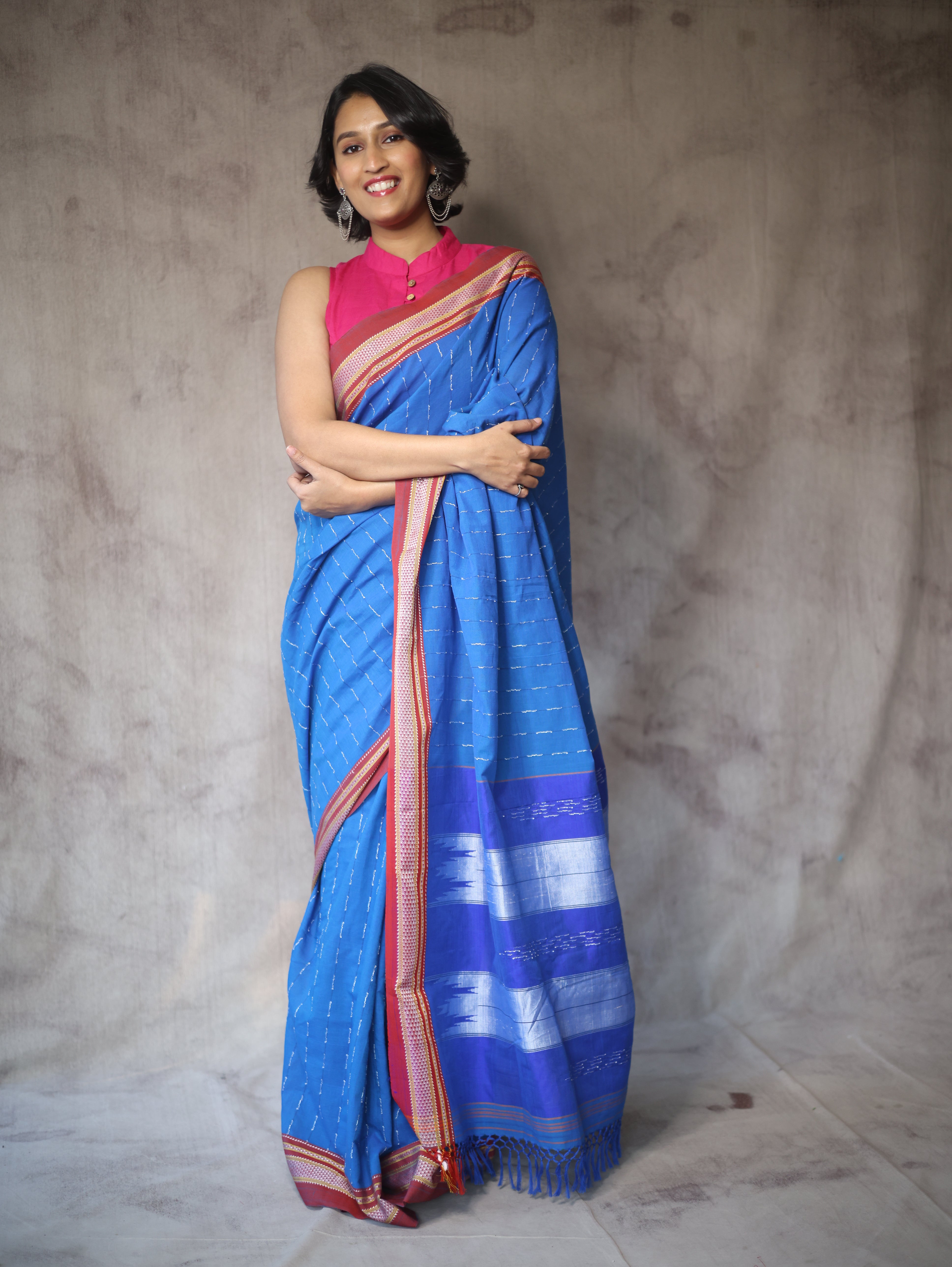 Blue Cotton Ilkal Saree -SRBCIS386