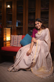 Beige Raw Silk Saree - SRBRSS719