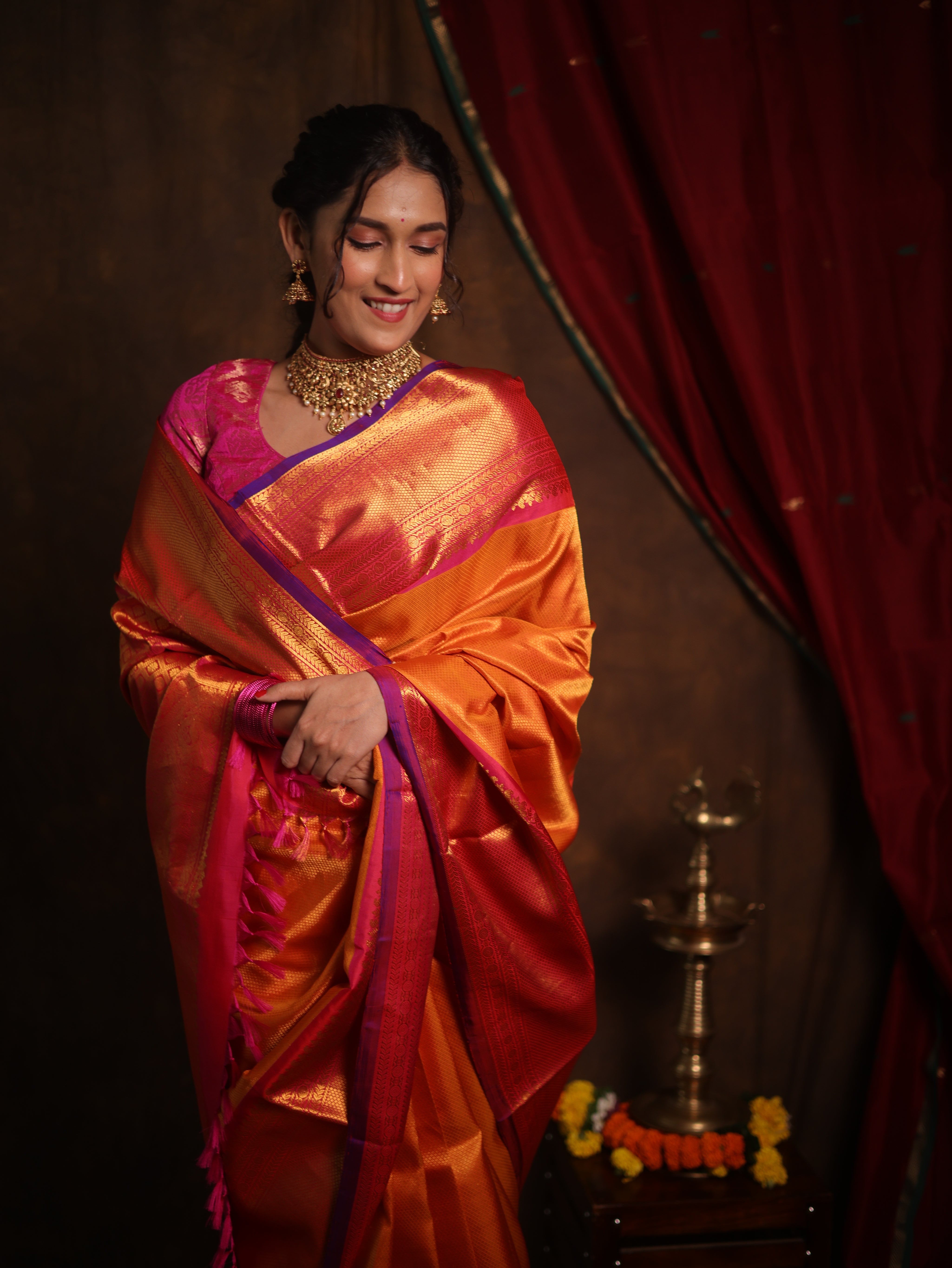 Mango Yellow Gadwal Silk Saree - SRGYGSS594