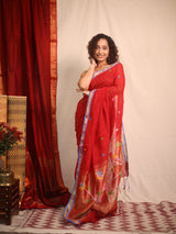 Red Linen Jamdani Saree - SRRLJS507