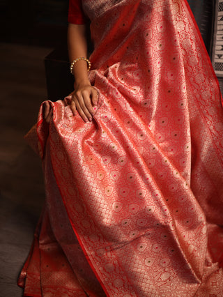 Red Katan Banarasi Silk Saree - SRRKBSS83