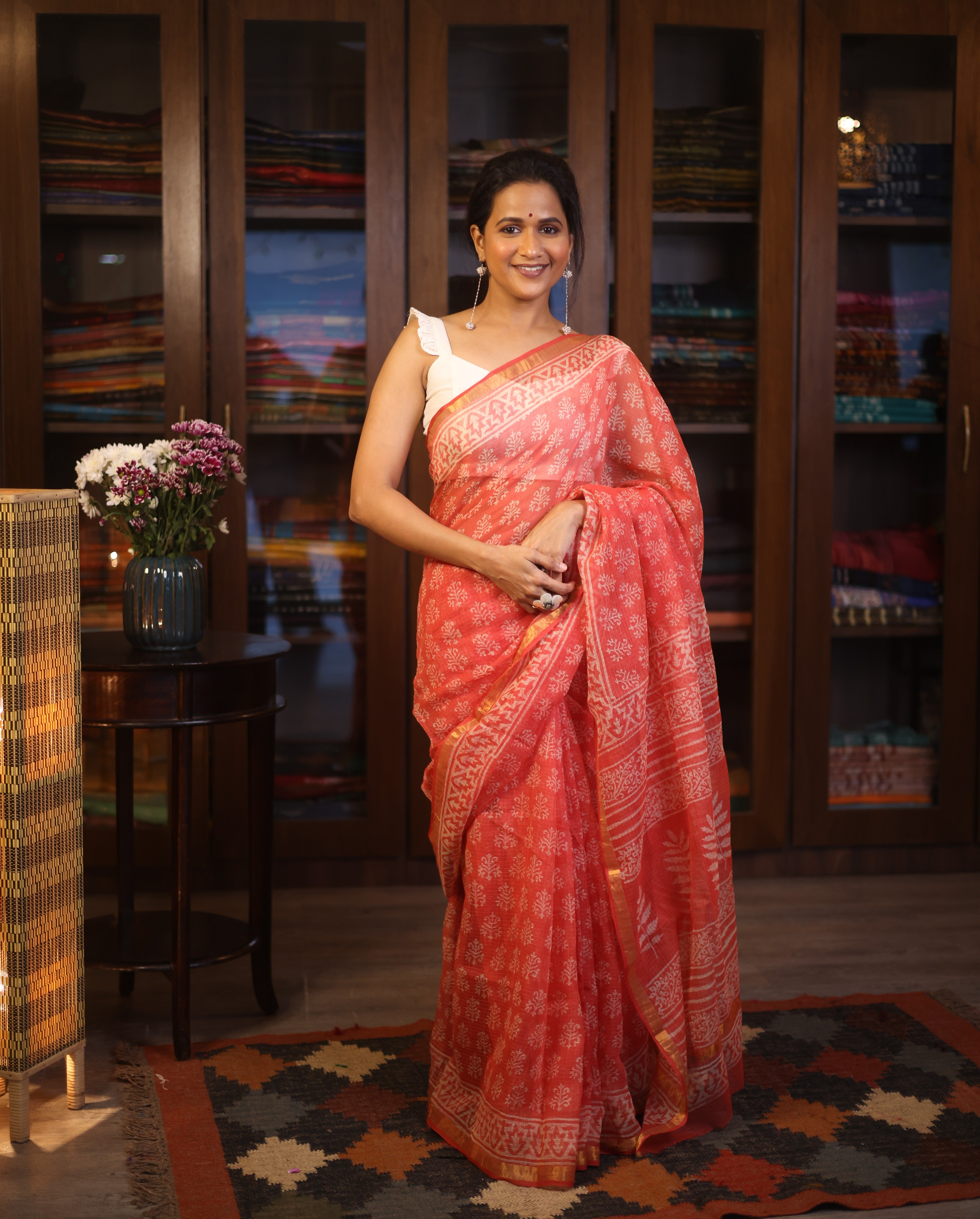 Red HBP Kota Doria Saree - SRRKDS144