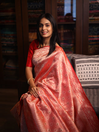 Red Katan Banarasi Silk Saree - SRRKBSS83