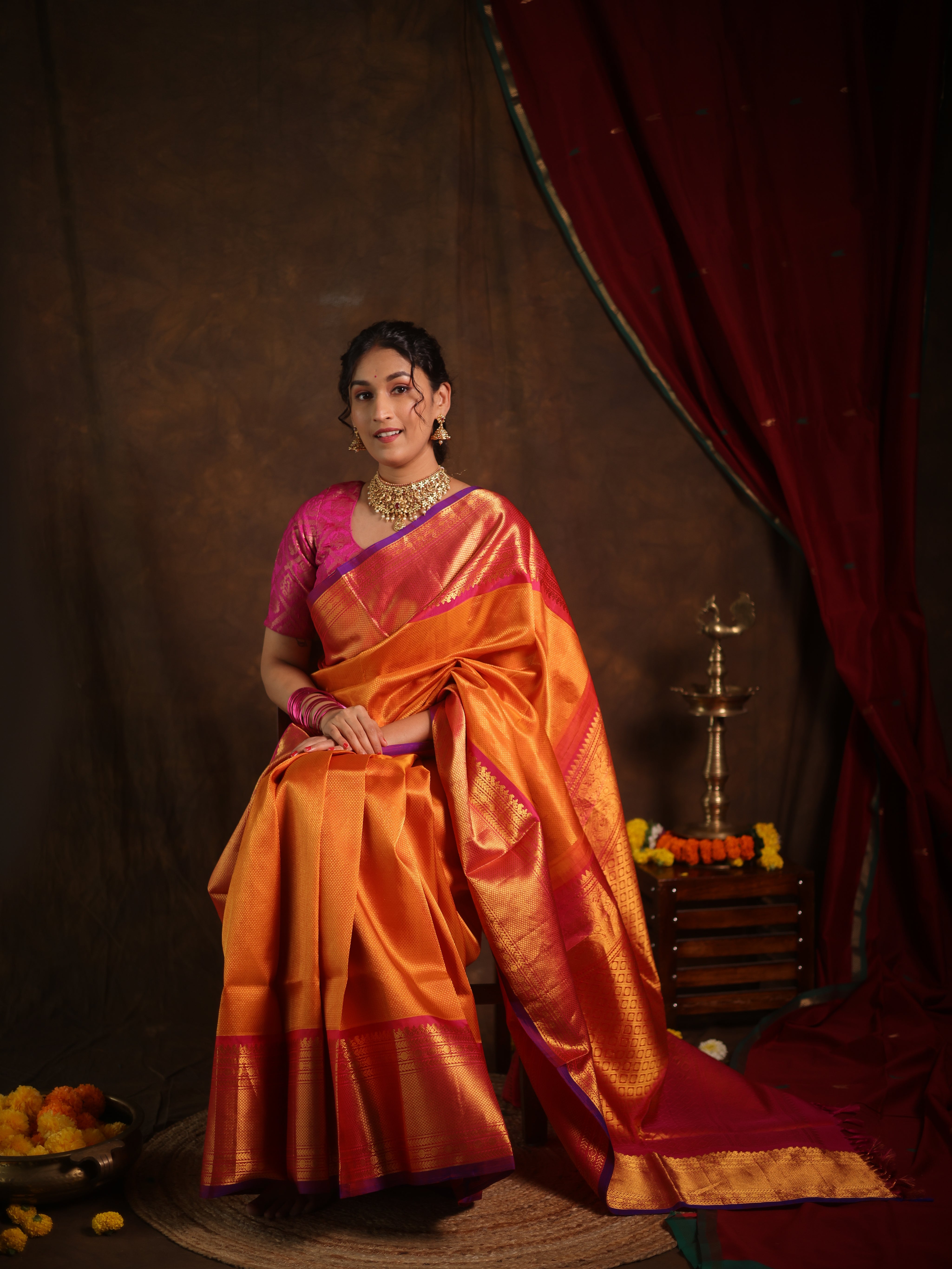 Mango Yellow Gadwal Silk Saree - SRGYGSS594