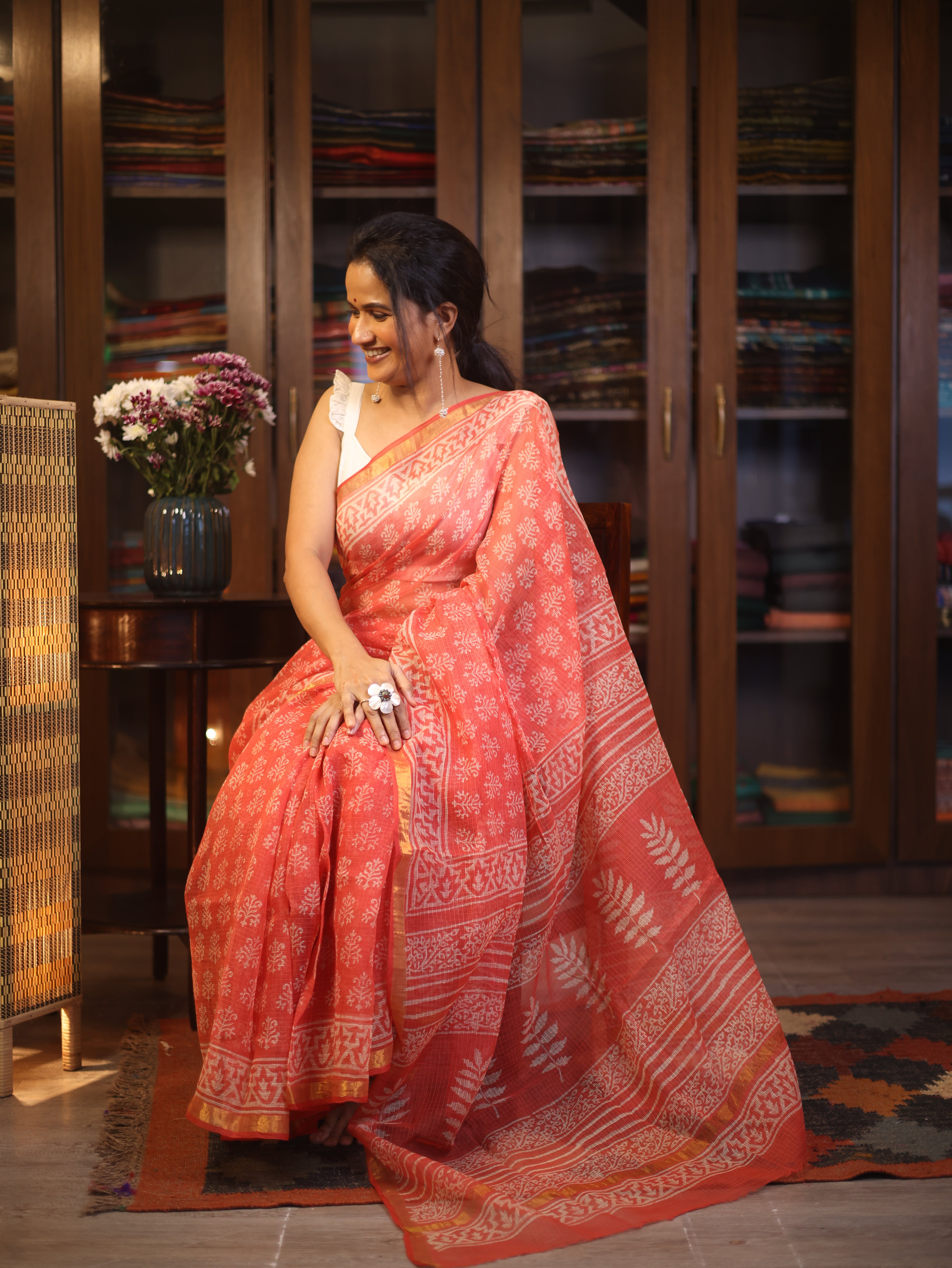 Red HBP Kota Doria Saree - SRRKDS144