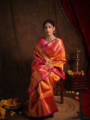 Mango Yellow Gadwal Silk Saree - SRGYGSS594