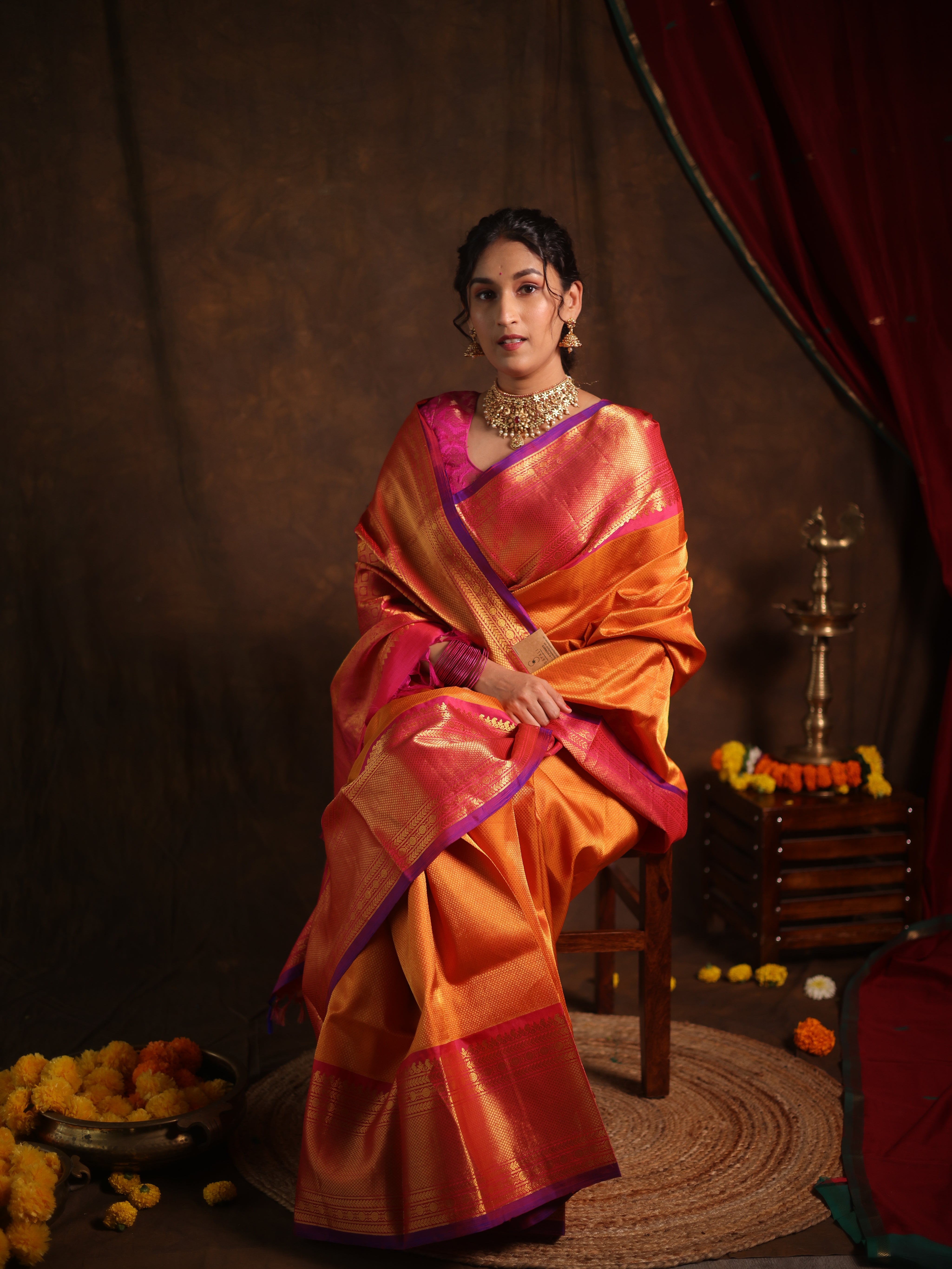 Mango Yellow Gadwal Silk Saree - SRGYGSS594