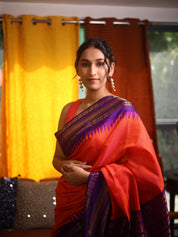 Orange Raw Silk Saree - SRORSS1045