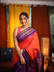 Orange Raw Silk Saree - SRORSS1045