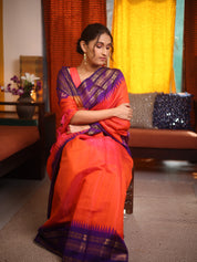Orange Raw Silk Saree - SRORSS1045