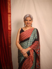 Dusty Green HBP Modal Silk Bandhani Saree - SRDGMSBS581