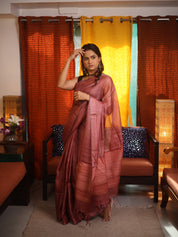Pink Tussar Silk Saree - SRPTSS1827